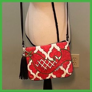 Brighton Love Dove Red And White Canvas Pouch Bag